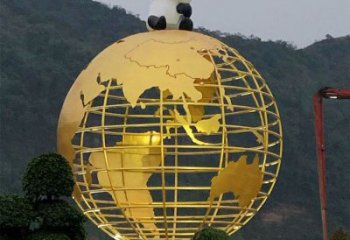 地球仪雕塑 镀金景观小品 户外镂空地球仪雕塑厂家