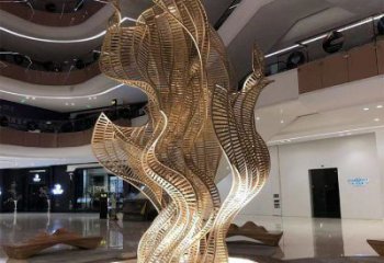 树叶雕塑 拉丝工艺 室内大型树叶雕塑厂家