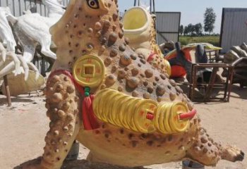 金蟾雕塑 彩绘动物摆件 园林不锈钢金蟾雕塑厂家