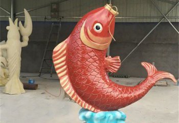 鲤鱼雕塑 彩绘海洋小品 户外园林鲤鱼雕塑厂家