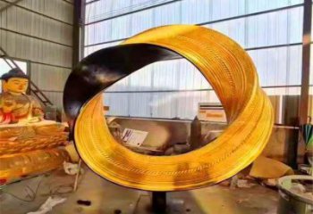 镀金圆环雕塑 异形几何摆件 户外镀金圆环雕塑厂家