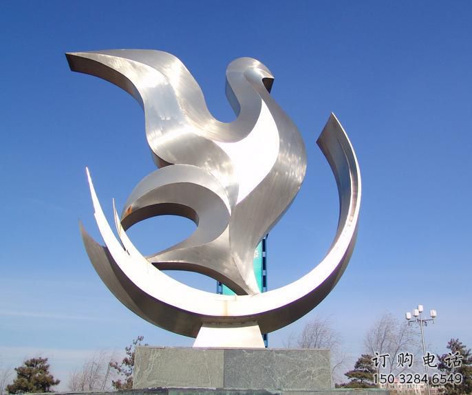 白鸽雕塑 中式村口摆件 大型镜面白鸽雕塑厂家
