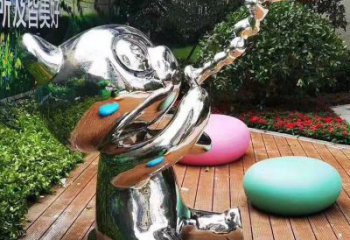 猫咪雕塑 游乐场卡通小品 镜面锻造猫咪雕塑厂家