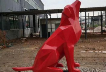 风景区小狗雕塑厂家 几何异形小品 室外烤漆小狗雕塑