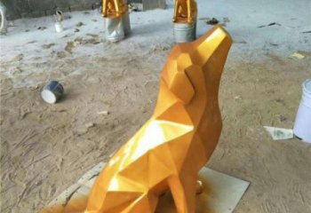 镀金小狗雕塑厂家 风景区景观小品 切面镀金小狗雕塑