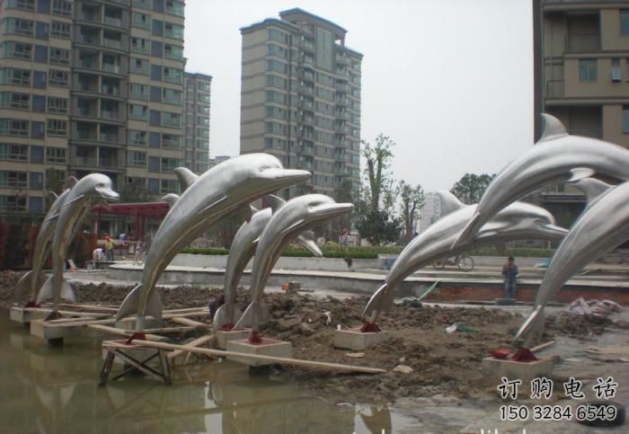 游乐场海豚雕塑厂家 海洋宾馆摆件 住宅小区钢管海豚雕塑