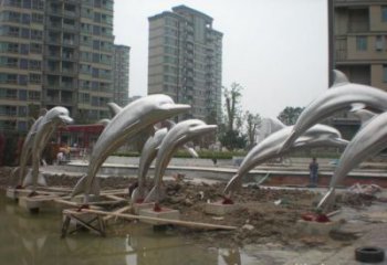 游乐场海豚雕塑厂家 海洋宾馆摆件 住宅小区钢管海豚雕塑