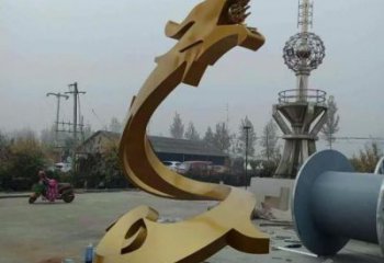 几何龙雕塑厂家 中式室内摆件 草地切面龙雕塑