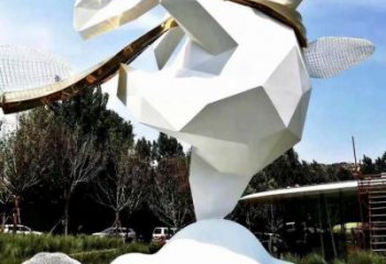 几何兔子雕塑厂家 中式室内摆件 草地切面兔子雕塑