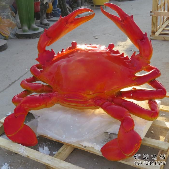 餐饮店螃蟹雕塑厂家 创意钢管小品 户外异形螃蟹雕塑