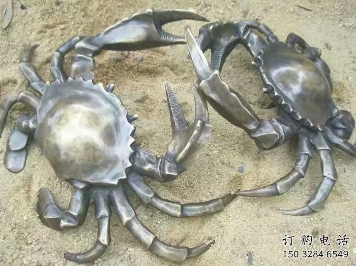 户外螃蟹雕塑厂家 海洋宾馆小品 酒店拉丝螃蟹雕塑