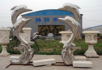 铸造海豚雕塑厂家 创意村口小品 村口镜面海豚雕塑
