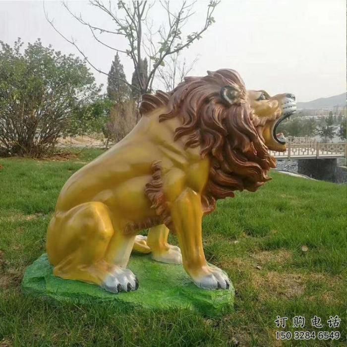 园林狮子雕塑厂家 大型草地摆件 街道仿真狮子雕塑