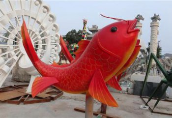 公园鱼儿雕塑厂家 中式彩绘小品 风景区仿真鱼儿雕塑