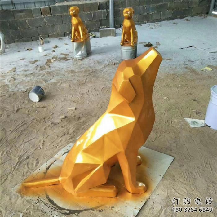 烤漆狗雕塑厂家  酒店宾馆摆件 公园几何狗雕塑