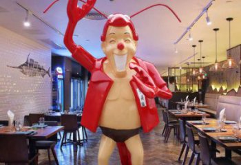 餐饮店龙虾雕塑厂家 创意卡通小品 室内抽象龙虾雕塑
