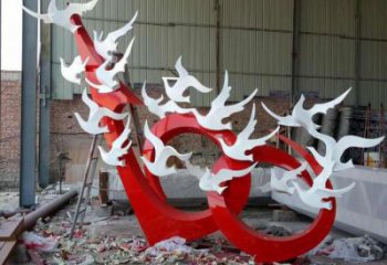 异形白鸽雕塑厂家 抽象几何摆件 酒店拉丝白鸽雕塑
