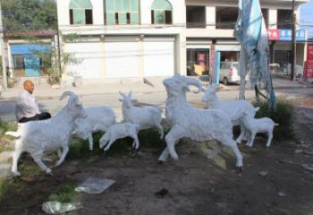 商场山羊雕塑厂家 中式现代小品 户外仿真山羊雕塑