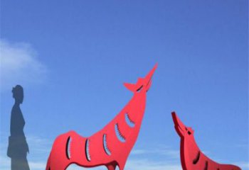 剪影狼雕塑厂家 大型街头摆件 步行街异形狼雕塑