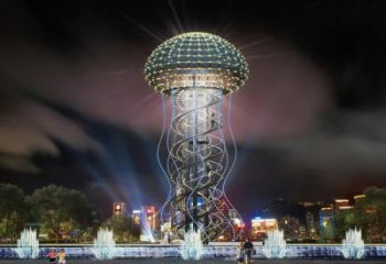 步行街水母雕塑厂家 创意钢管摆件 草地切面水母雕塑