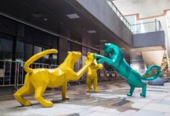 户外猎豹雕塑厂家 户外宾馆小品 酒店拉丝猎豹雕塑