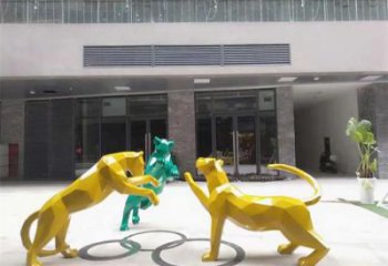 商业街猎豹雕塑厂家 大型现代摆件 步行街异形猎豹雕塑