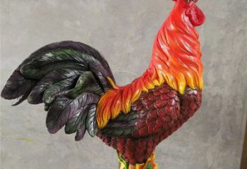 彩绘公鸡雕塑厂家 卡通喷漆小品 草地仿真公鸡雕塑