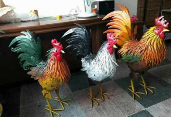 商场公鸡雕塑厂家 中式室内小品 酒店彩绘公鸡雕塑
