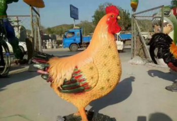 游乐场公鸡雕塑厂家 公园广场摆件 住宅小区彩绘公鸡雕塑