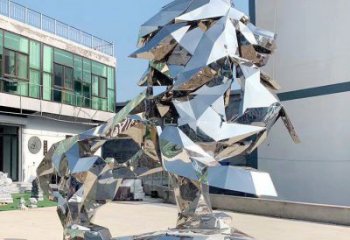 切面雄狮雕塑厂家 现代抽象摆件 草地切面雄狮雕塑