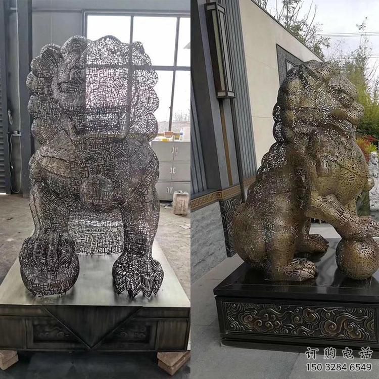 园林狮子雕塑厂家 大型餐饮店摆件 街道镂空狮子雕塑