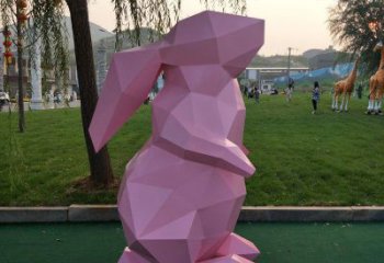 烤漆兔子雕塑厂家 酒店宾馆摆件 几何剪影兔子雕塑
