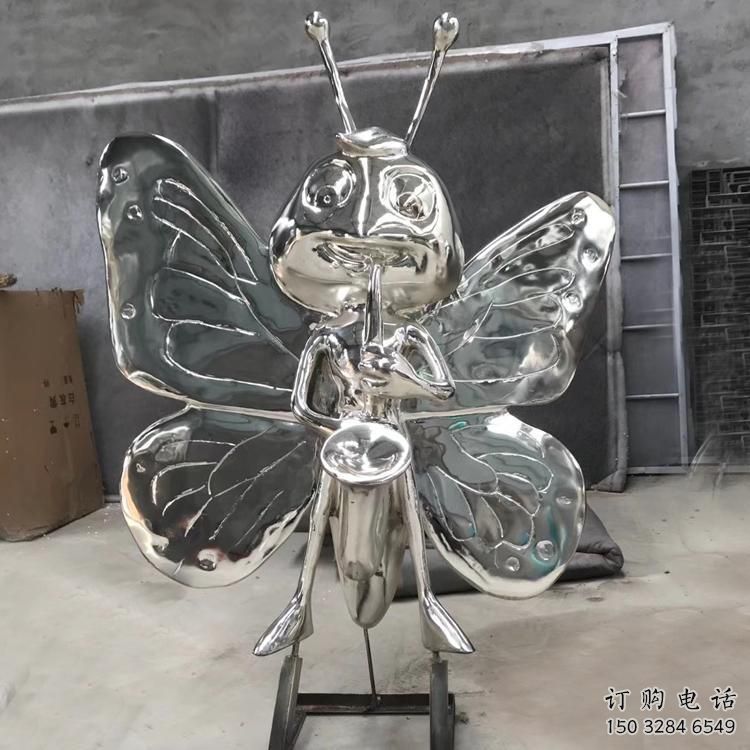 镜面蜜蜂雕塑厂家 现代公园摆件 游乐场异形蜜蜂雕塑