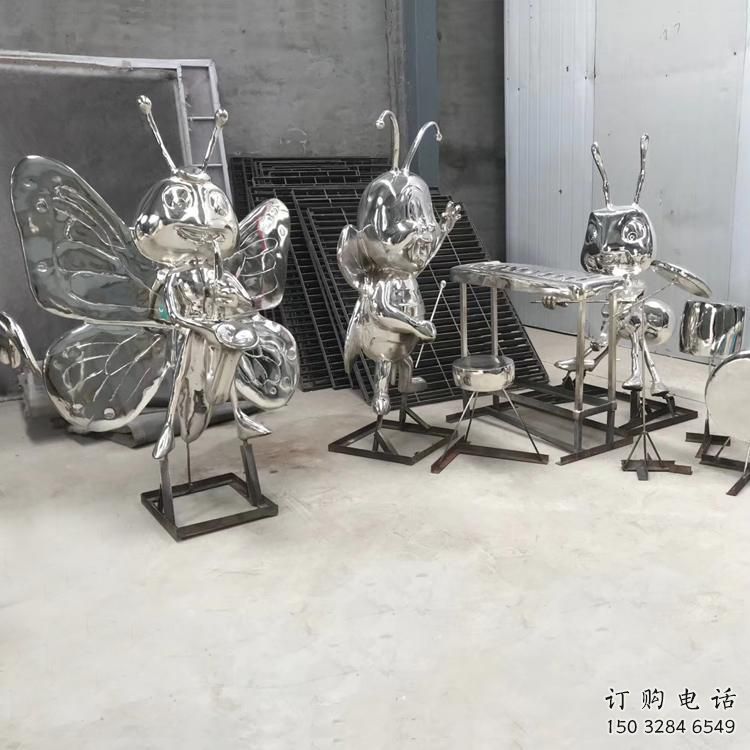 抽象蜜蜂雕塑厂家 创意村口摆件 户外镜面蜜蜂雕塑