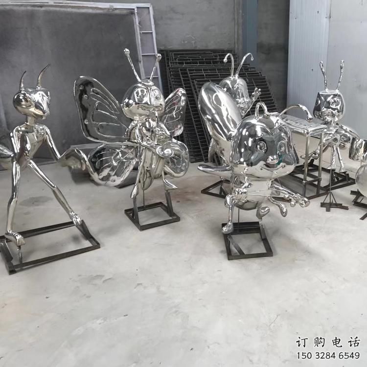 商场蜜蜂雕塑厂家 中式室内小品 酒店镜面蜜蜂雕塑