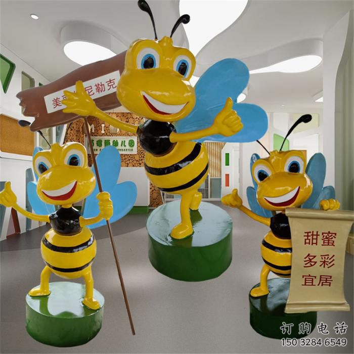 步行街蜜蜂雕塑厂家 创意烤漆摆件 草地彩绘蜜蜂雕塑