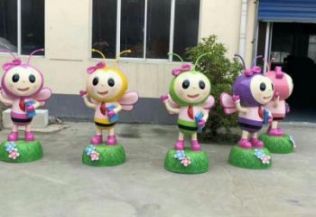 彩绘蜜蜂雕塑厂家 卡通喷漆小品 草地大型蜜蜂雕塑