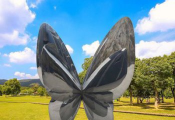 铸造彩蝶雕塑厂家 创意村口小品 村口镜面彩蝶雕塑