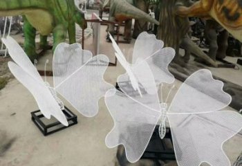 镂空彩蝶雕塑厂家 现代抽象摆件 草地切面彩蝶雕塑