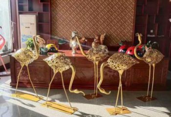 街道丹顶鹤雕塑厂家 创意村口小品 酒店拉丝丹顶鹤雕塑