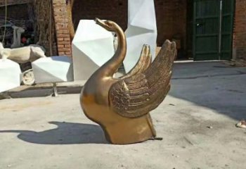 仿古鹅雕塑厂家 抽象公园小品 户外喷水鹅雕塑