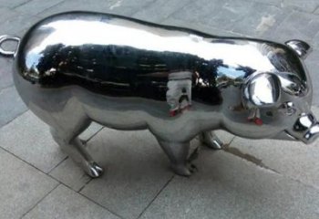 风景区猪雕塑厂家 中式创意摆件 户外镜面猪雕塑