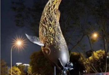 镂空金鱼雕塑厂家 现代抽象摆件 户外切面金鱼雕塑