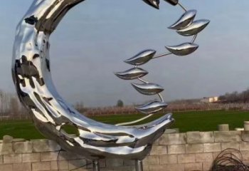 镜面麦穗鱼雕塑厂家 大型抽象摆件 游乐场异形麦穗鱼雕塑