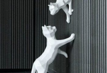 几何猫雕塑厂家 中式抽象摆件 户外切面猫雕塑