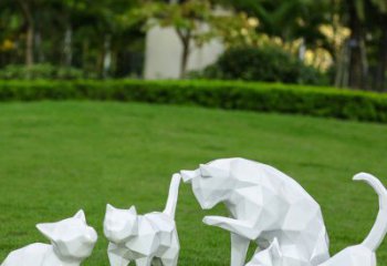 游乐场猫雕塑厂家 户外公园摆件 住宅小区几何猫雕塑
