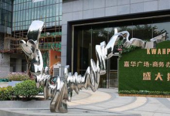 庭院猫雕塑厂家 欧式抽象摆件 户外镜面猫雕塑