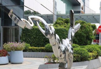 公园猫雕塑厂家 中式哑光小品 风景区几何猫雕塑