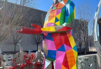 几何飞鸟雕塑厂家 中式户外摆件 草地切面飞鸟雕塑