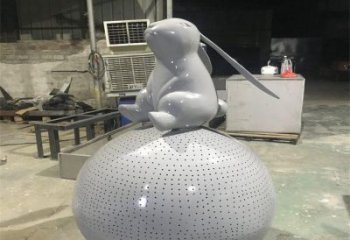 户外玉兔雕塑厂家 户外抽象小品 酒店镂空玉兔雕塑